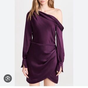SIMKHAI Cameron one shoulder dress in plum - Size 0